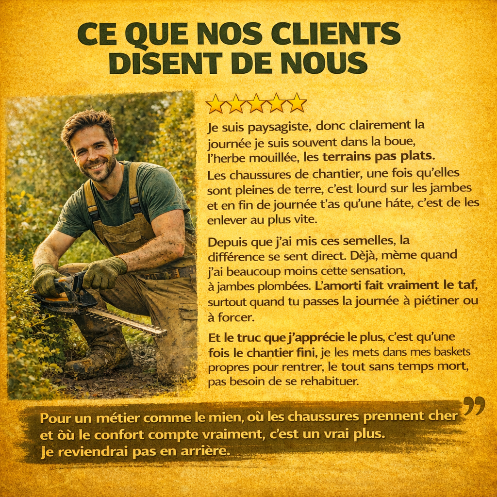 Semelles chaussures de sécurité - Confort du matin au soir